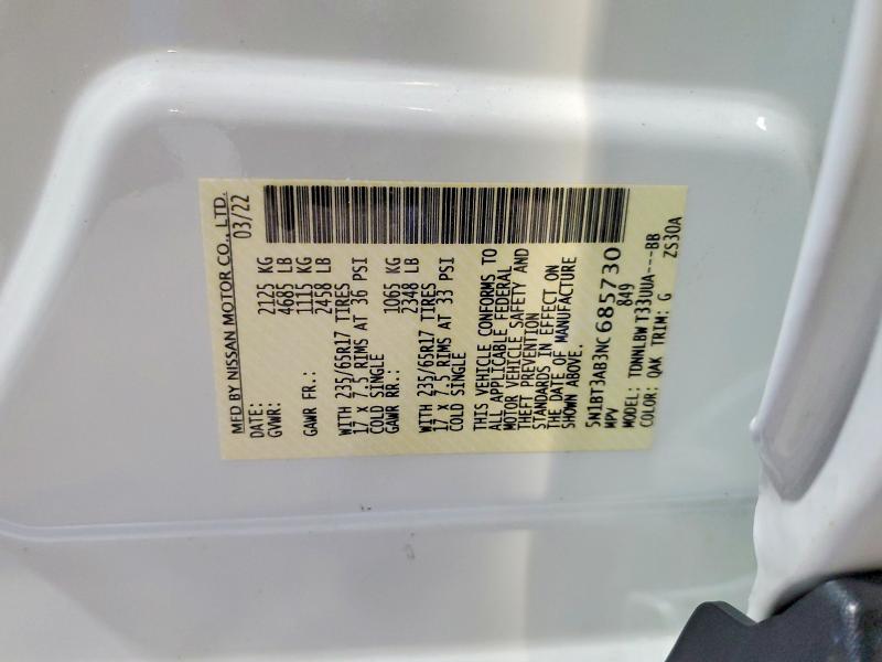 2022 Nissan Rogue მანქანა იყიდება აუქციონზე, vin: 5N1BT3AB3NC685730, აუქციონის ნომერი: 48661966