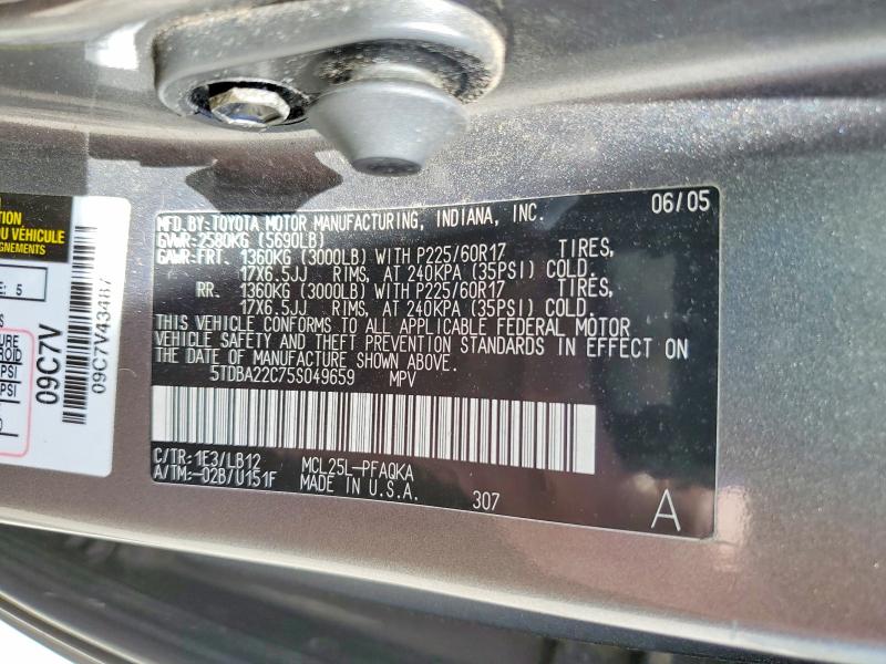 Продажа на аукционе авто 2005 Toyota Sienna, vin: 5TDBA22C75S049659, номер лота: 51427476