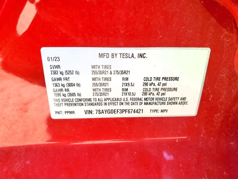 Aukcja sprzedaży 2023 Tesla Model Y, vin: 7SAYGDEF3PF674421, numer aukcji: 48124906