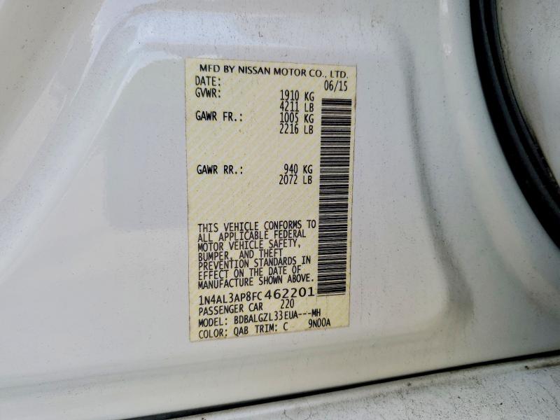 Продаж на аукціоні авто 2015 Nissan Altima, vin: 1N4AL3AP8FC462201, номер лоту: 48690906