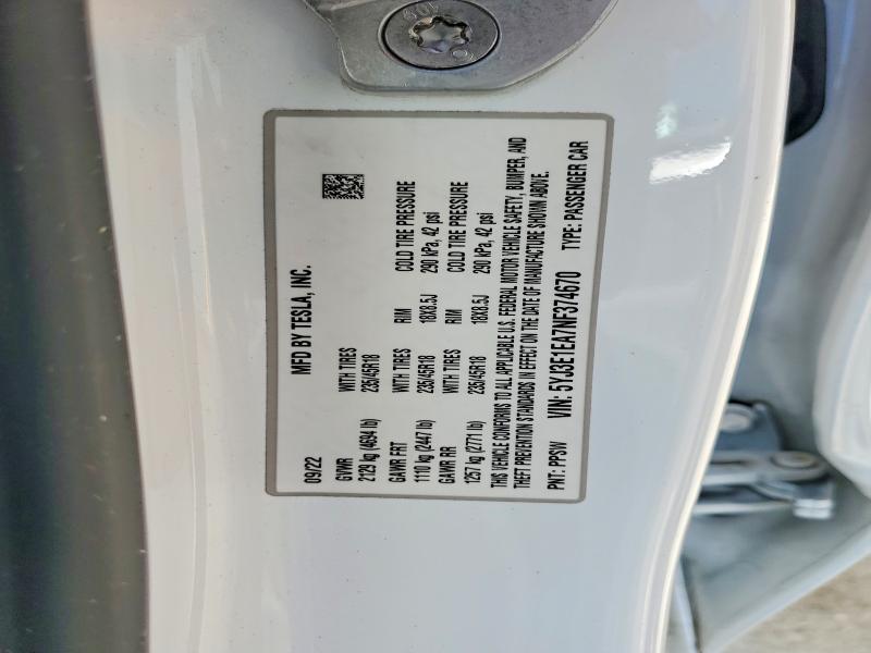 Продажа на аукционе авто 2022 Tesla Model 3, vin: 5YJ3E1EA7NF374670, номер лота: 50512246