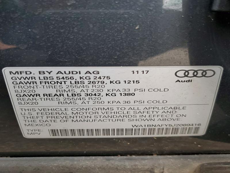 Продаж на аукціоні авто 2018 Audi Q5, vin: WA1BNAFY5J2089416, номер лоту: 49457266