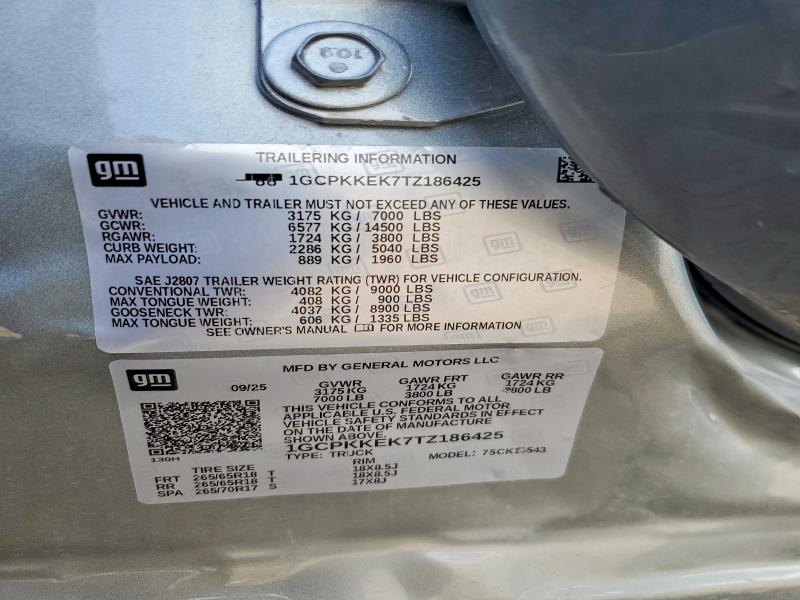 2026 Chevrolet Silverado მანქანა იყიდება აუქციონზე, vin: 1GCPKKEK7TZ186425, აუქციონის ნომერი: 49035876