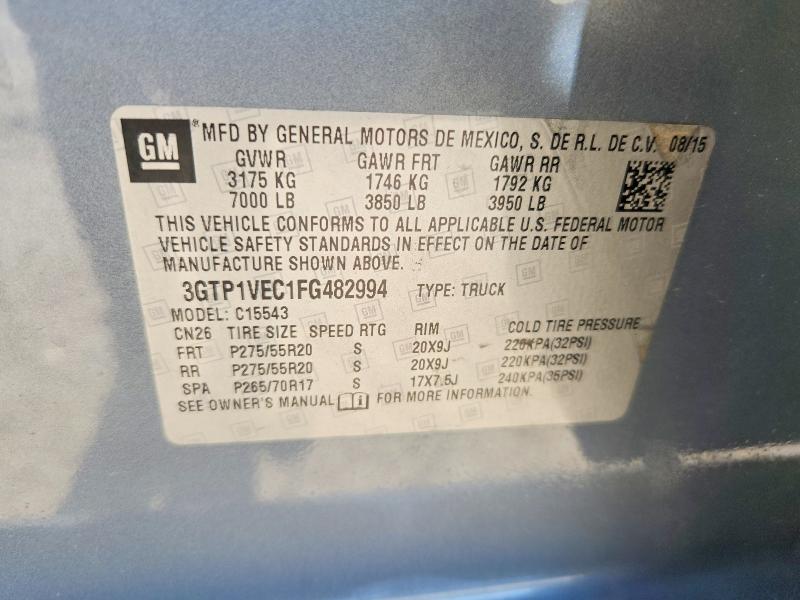 Aukcja sprzedaży 2015 Gmc Sierra, vin: 3GTP1VEC1FG482994, numer aukcji: 50056536