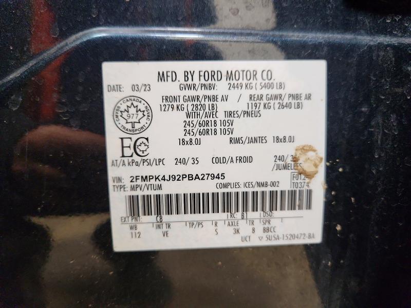 2023 Ford Edge მანქანა იყიდება აუქციონზე, vin: 2FMPK4J92PBA27945, აუქციონის ნომერი: 49105076