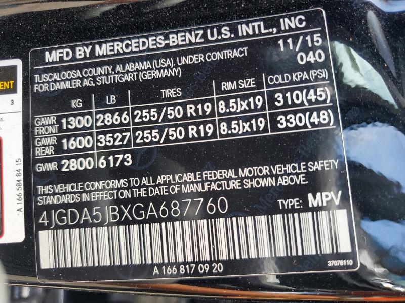 Продажа на аукционе авто 2016 Mercedes-benz Gle, vin: 4JGDA5JBXGA687760, номер лота: 51502596