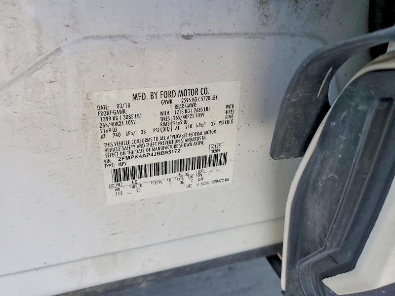 Продаж на аукціоні авто 2018 Ford Edge, vin: 2FMPK4AP4JBB95172, номер лоту: 49221166