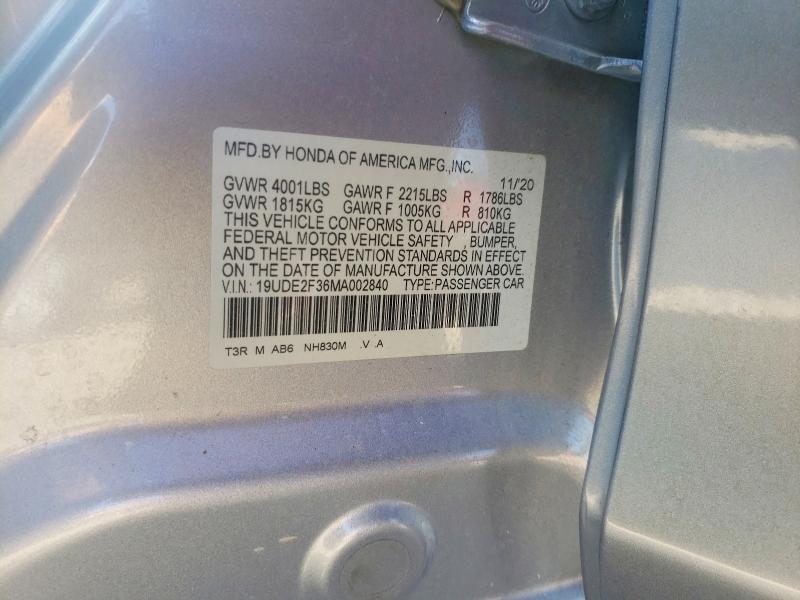 Aukcja sprzedaży 2021 Acura Ilx, vin: 19UDE2F36MA002840, numer aukcji: 51263476