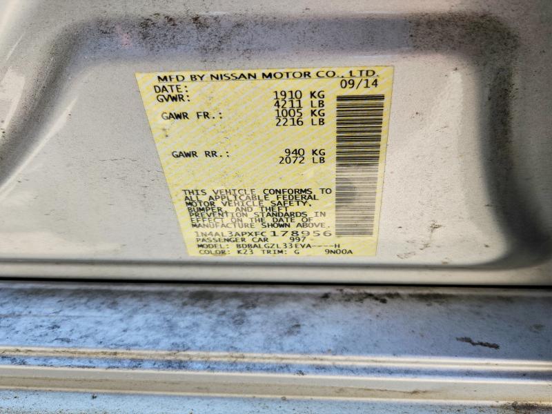 2015 Nissan Altima მანქანა იყიდება აუქციონზე, vin: 1N4AL3APXFC178956, აუქციონის ნომერი: 50313526