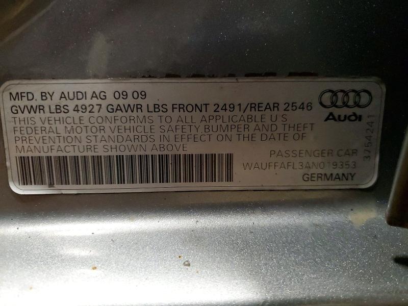 Продажа на аукционе авто 2010 Audi A4, vin: WAUFFAFL3AN019353, номер лота: 49425546