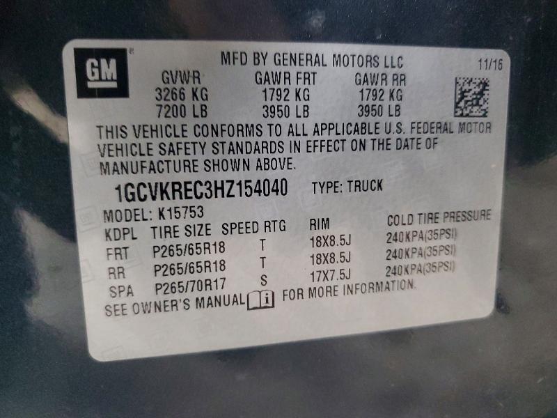 Продажа на аукционе авто 2017 Chevrolet Silverado, vin: 1GCVKREC3HZ154040, номер лота: 51035246