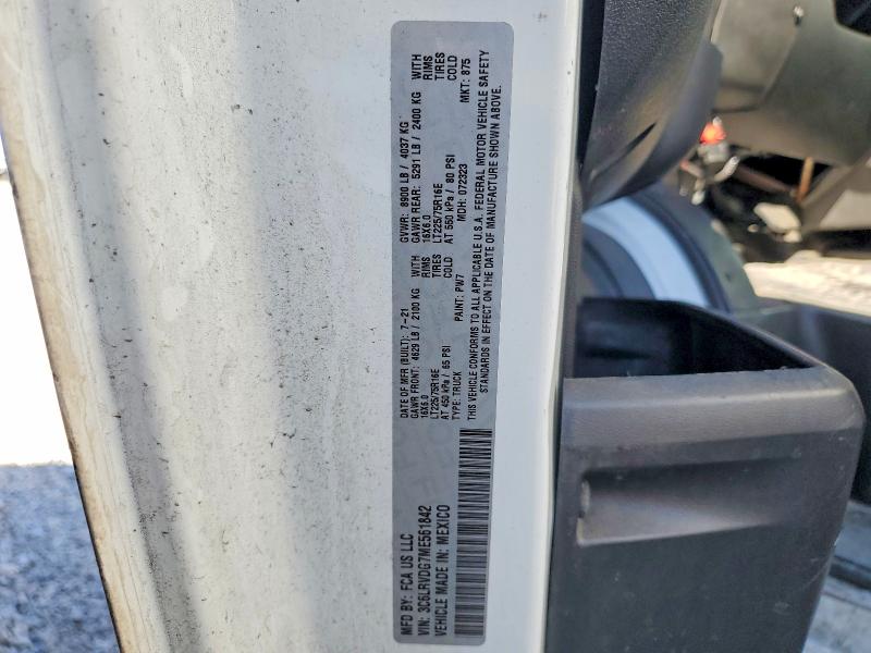 2021 Ram Promaster 1500 მანქანა იყიდება აუქციონზე, vin: 3C6LRVDG7ME561842, აუქციონის ნომერი: 51552846