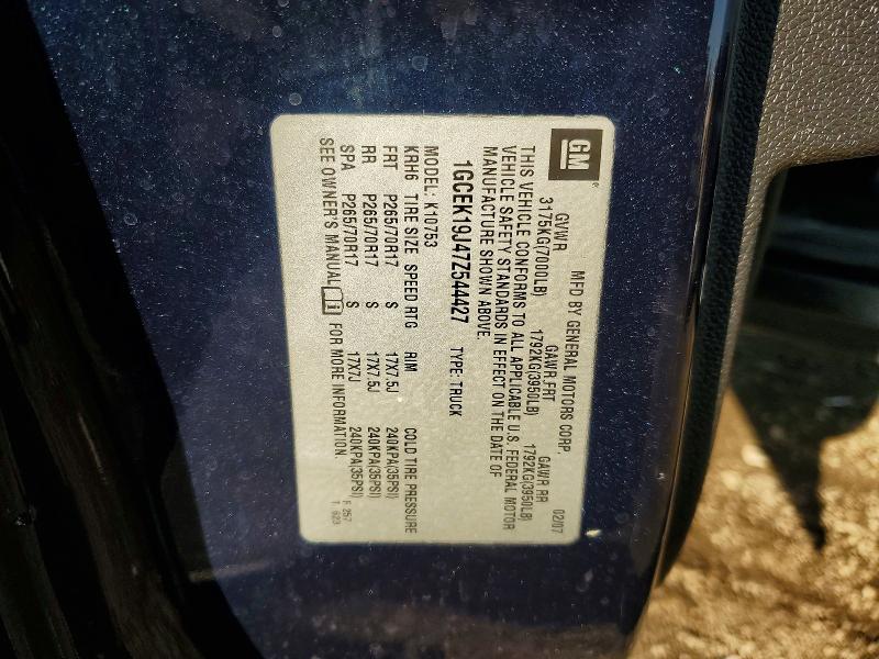 Auction sale of the 2007 Chevrolet Silverado, vin: 1GCEK19J47Z544427, lot number: 49359386
