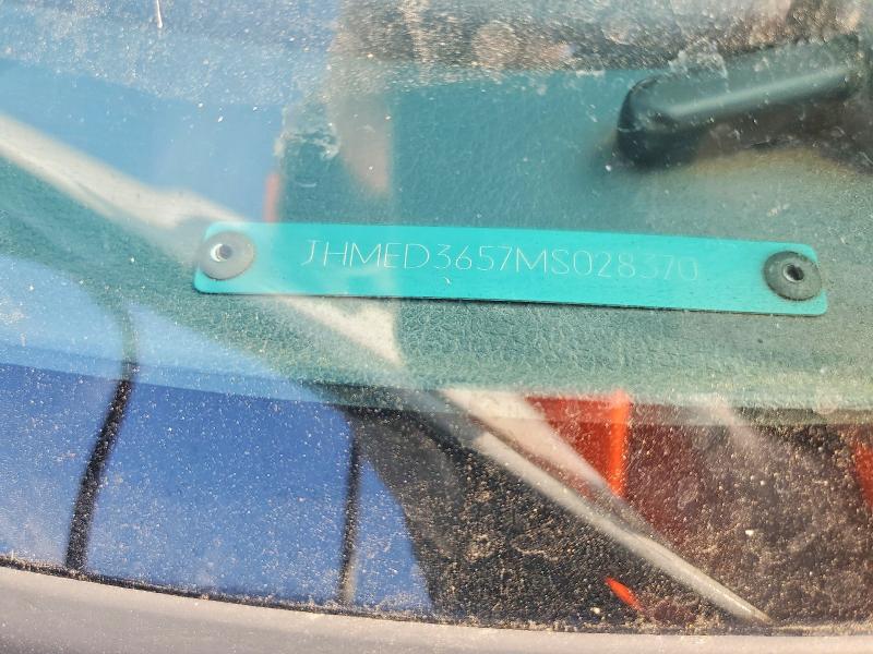 48797796 :رقم المزاد ، JHMED3657MS028370 vin ، 1991 Honda Civic مزاد بيع