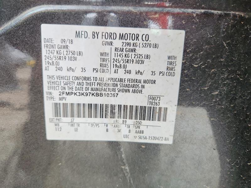 Продажа на аукционе авто 2019 Ford Edge, vin: 2FMPK3K97KBB10367, номер лота: 48484616