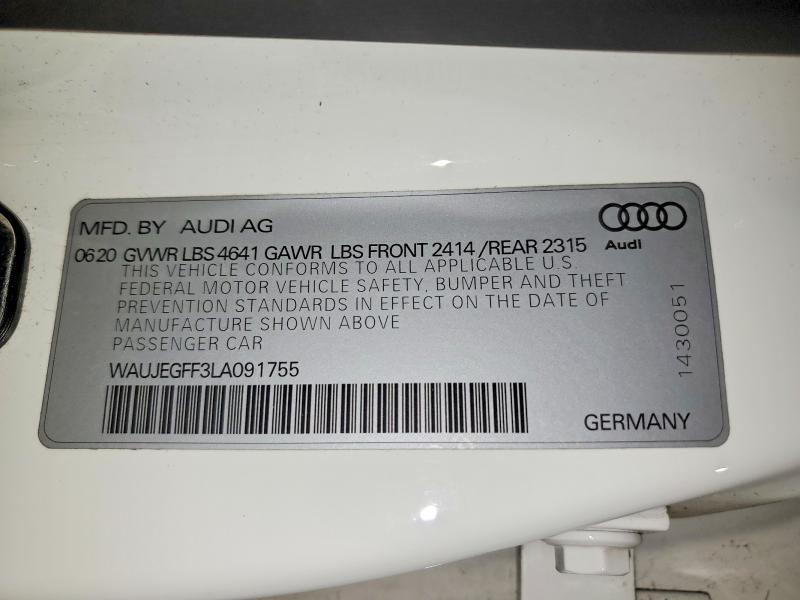 51802426 :رقم المزاد ، WAUJEGFF3LA091755 vin ، 2020 Audi A3 مزاد بيع