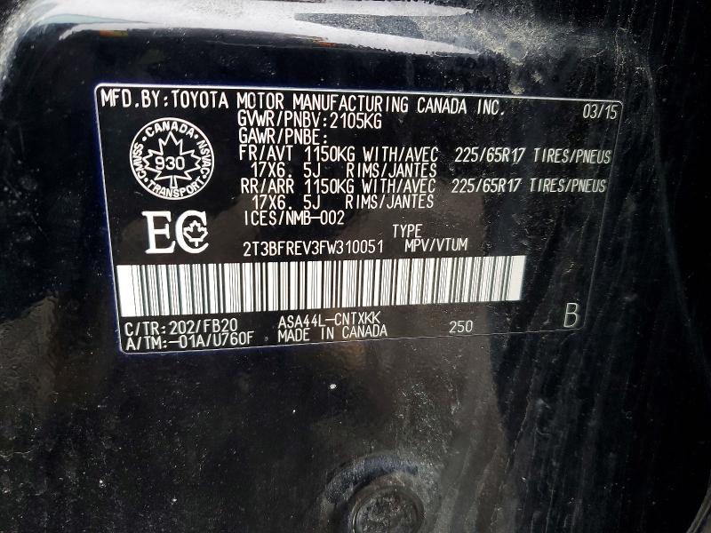 Продажа на аукционе авто 2015 Toyota Rav4, vin: 2T3BFREV3FW310051, номер лота: 49159336