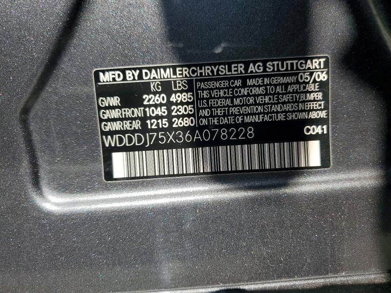 Продаж на аукціоні авто 2006 Mercedes-benz Cls, vin: WDDDJ75X36A078228, номер лоту: 51473676