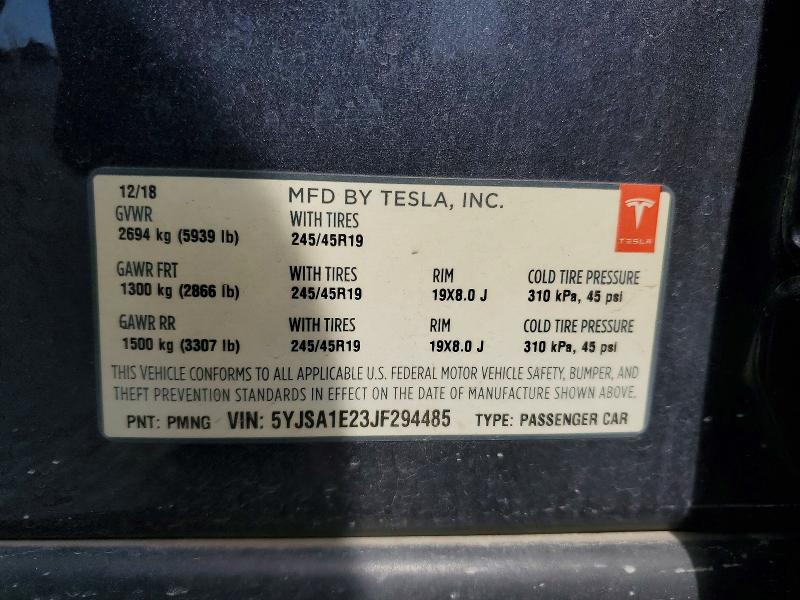 Aukcja sprzedaży 2018 Tesla Model S, vin: 5YJSA1E23JF294485, numer aukcji: 51172176