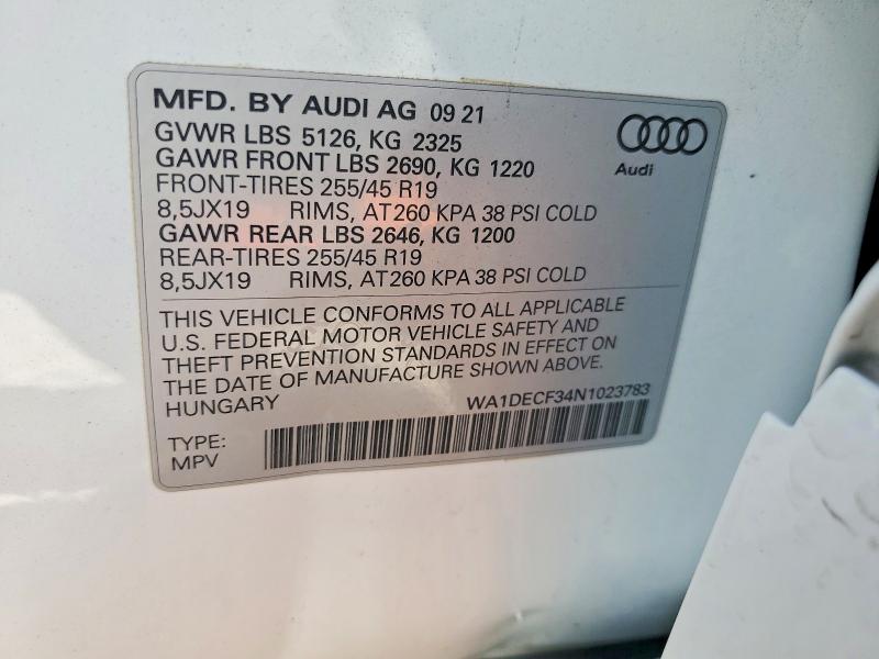 Продаж на аукціоні авто 2022 Audi Q3, vin: WA1DECF34N1023783, номер лоту: 48683866