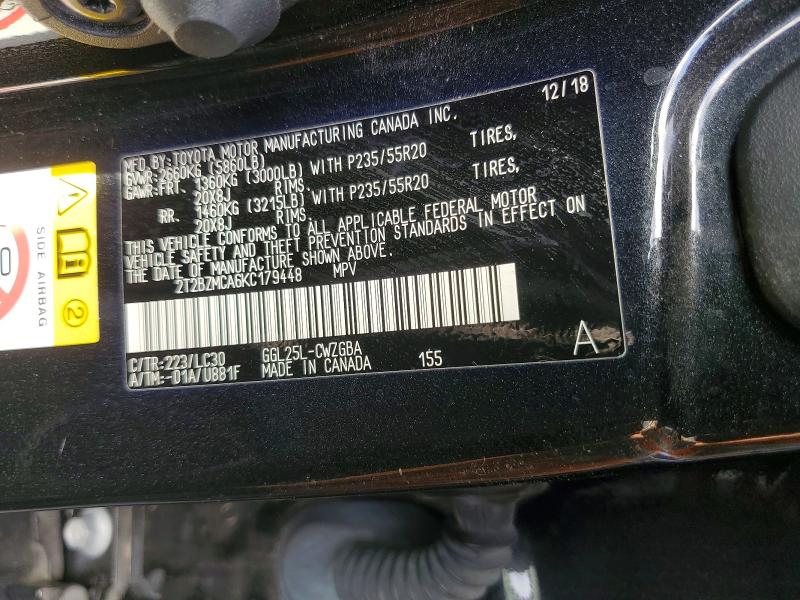 2019 Lexus Rx 350 მანქანა იყიდება აუქციონზე, vin: 2T2BZMCA6KC179448, აუქციონის ნომერი: 50776116