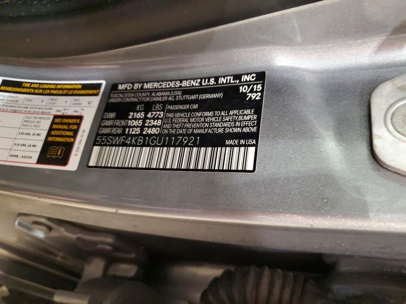 Продаж на аукціоні авто 2016 Mercedes-benz C, vin: 55SWF4KB1GU117921, номер лоту: 50774226
