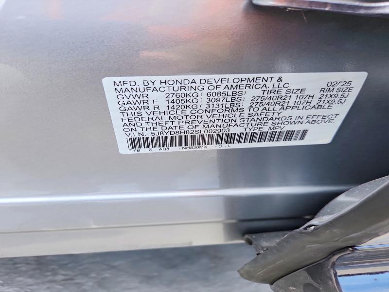 Aukcja sprzedaży 2025 Acura Mdx, vin: 5J8YD8H82SL002903, numer aukcji: 51093656