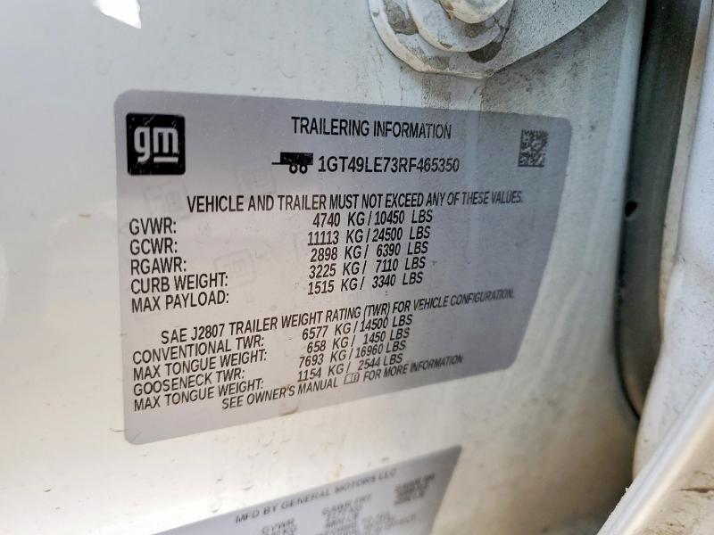 50622586 :رقم المزاد ، 1GT49LE73RF465350 vin ، 2024 Gmc Sierra مزاد بيع