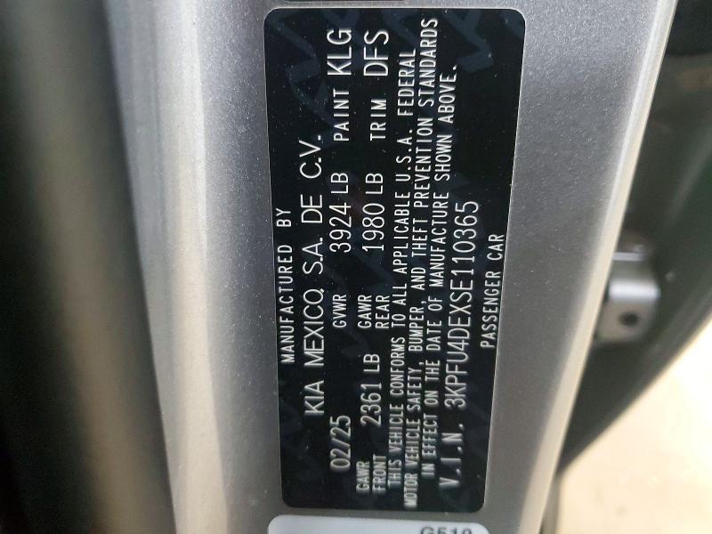 Продаж на аукціоні авто 2025 Kia K4, vin: 3KPFU4DEXSE110365, номер лоту: 48419246