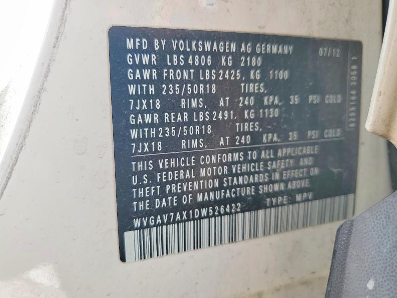 Aukcja sprzedaży 2013 Volkswagen Tiguan, vin: WVGAV7AX1DW526422, numer aukcji: 49244936