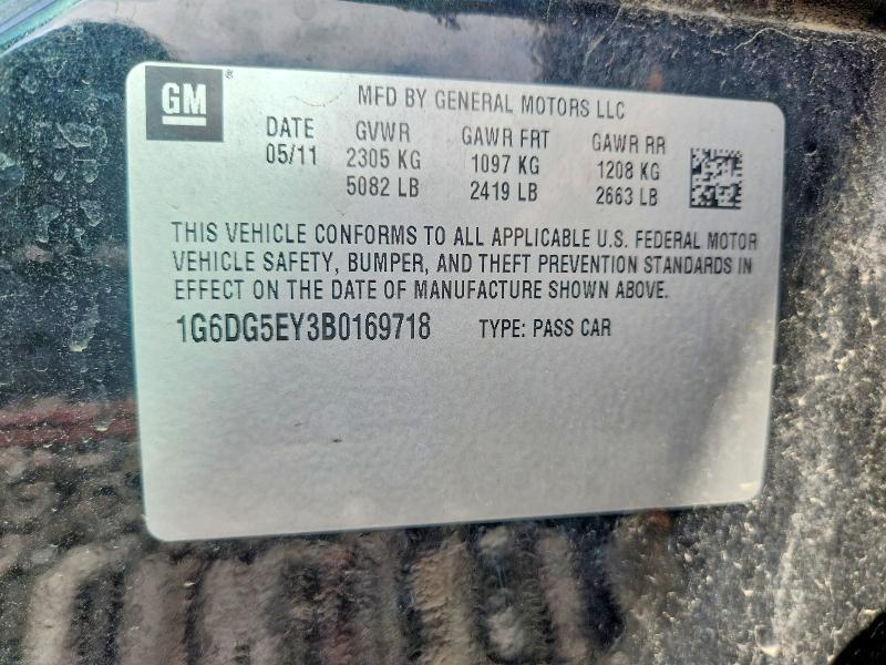 2011 Cadillac Cts მანქანა იყიდება აუქციონზე, vin: 1G6DG5EY3B0169718, აუქციონის ნომერი: 49613236