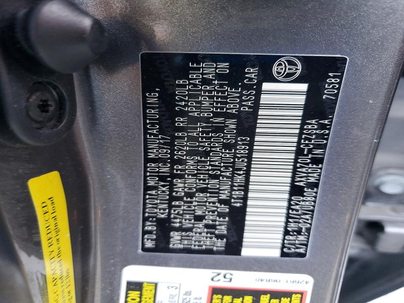 Aukcja sprzedaży 2018 Toyota Camry, vin: 4T1B11HK4JU518913, numer aukcji: 51083016