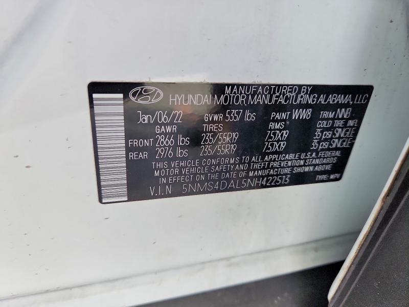 48319156 :رقم المزاد ، 5NMS4DAL5NH422513 vin ، 2022 Hyundai Santa Fe مزاد بيع