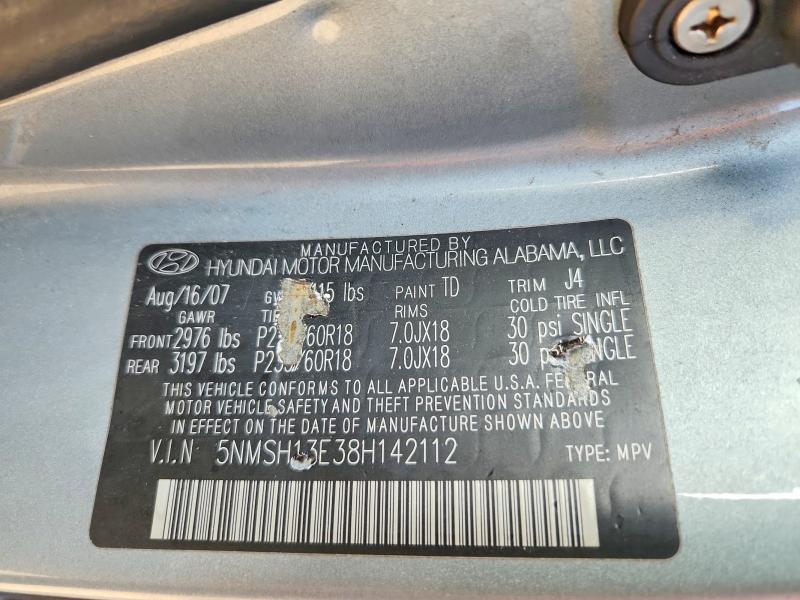 2008 Hyundai Santa Fe მანქანა იყიდება აუქციონზე, vin: 5NMSH13E38H142112, აუქციონის ნომერი: 51370686