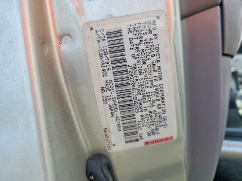 2001 Toyota Camry მანქანა იყიდება აუქციონზე, vin: JT2BG22K610602023, აუქციონის ნომერი: 50892526