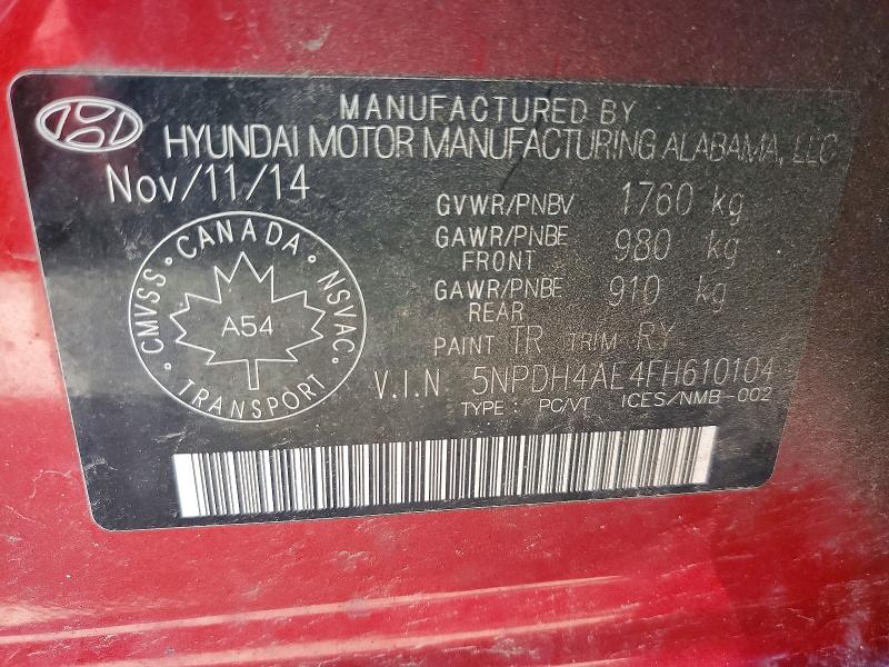 Aukcja sprzedaży 2015 Hyundai Elantra, vin: 5NPDH4AE4FH610104, numer aukcji: 49566616