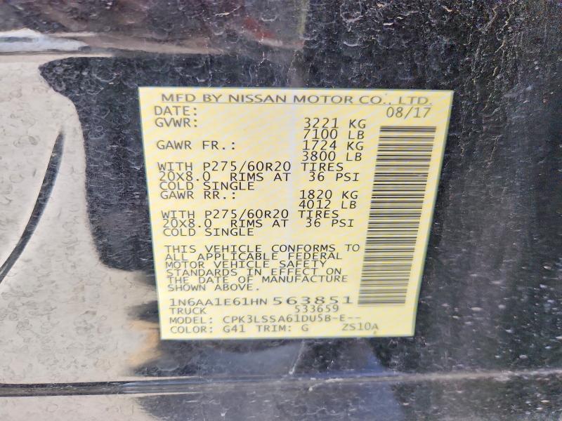 49459056 :رقم المزاد ، 1N6AA1E61HN563851 vin ، 2017 Nissan Titan مزاد بيع