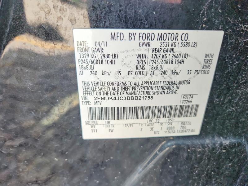 51096076 :رقم المزاد ، 2FMDK4JC3BBB21758 vin ، 2011 Ford Edge مزاد بيع