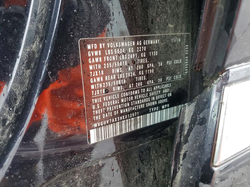 48351326 :رقم المزاد ، WVGUV7AX3HK012971 vin ، 2017 Volkswagen Tiguan مزاد بيع