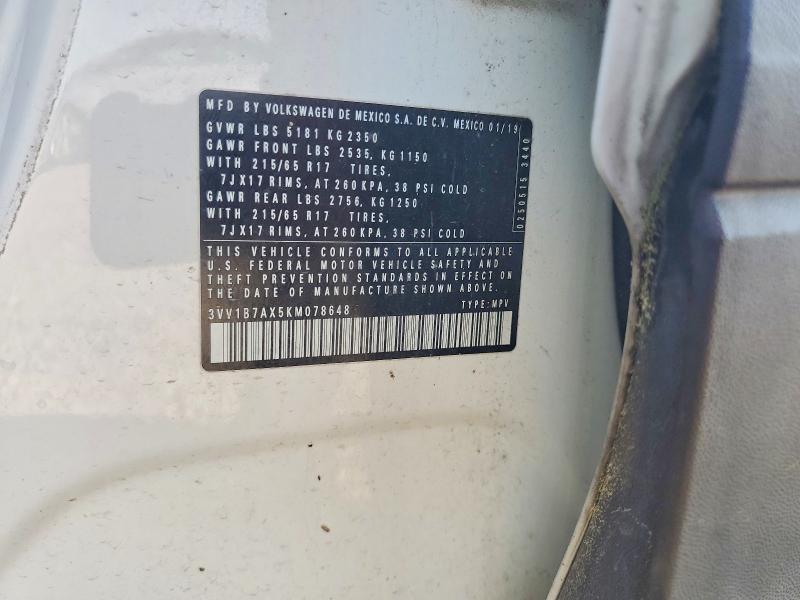 Продаж на аукціоні авто 2019 Volkswagen Tiguan, vin: 3VV1B7AX5KM078648, номер лоту: 49569066