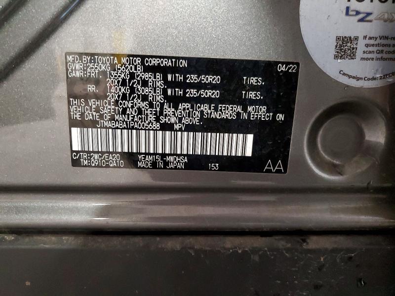 Aukcja sprzedaży 2023 Subaru Solterra, vin: JTMABABA1PA005688, numer aukcji: 50048056