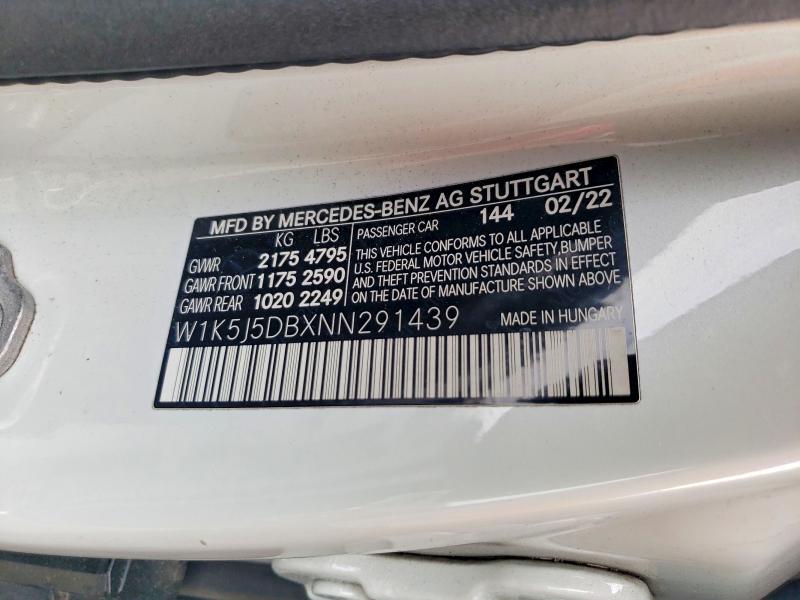 50650736 :رقم المزاد ، W1K5J5DBXNN291439 vin ، 2022 Mercedes-benz Cla مزاد بيع