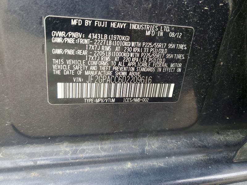 Aukcja sprzedaży 2013 Subaru Xv Crosstrek, vin: JF2GPACC6D2209616, numer aukcji: 50966046