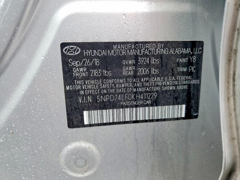 Aukcja sprzedaży 2019 Hyundai Elantra, vin: 5NPD74LF0KH411229, numer aukcji: 48151826