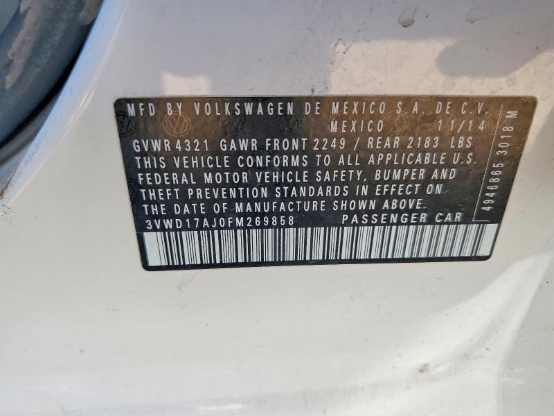 Продажа на аукционе авто 2015 Volkswagen Jetta, vin: 3VWD17AJ0FM269858, номер лота: 49262956