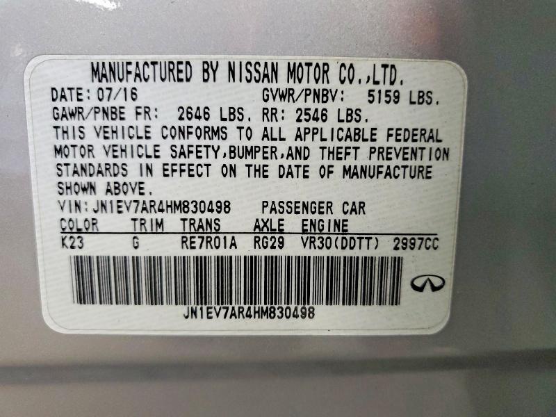 Aukcja sprzedaży 2017 Infiniti Q50, vin: JN1EV7AR4HM830498, numer aukcji: 49120756