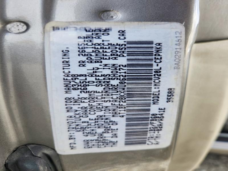 Продажа на аукционе авто 1998 Toyota Camry, vin: 4T1BF28KXWU062172, номер лота: 50880106