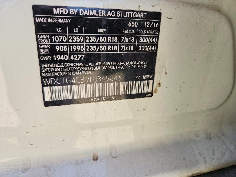 Aukcja sprzedaży 2017 Mercedes-benz Gla, vin: WDCTG4EB9HJ349846, numer aukcji: 51135626
