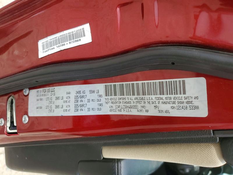 2017 Jeep Cherokee მანქანა იყიდება აუქციონზე, vin: 1C4PJLCS0HW603551, აუქციონის ნომერი: 51397926