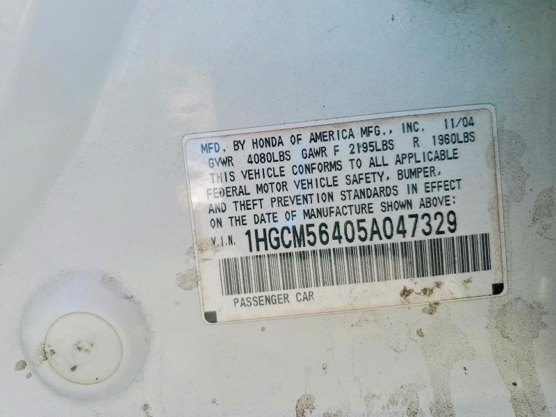 Продаж на аукціоні авто 2005 Honda Accord, vin: 1HGCM56405A047329, номер лоту: 50817026
